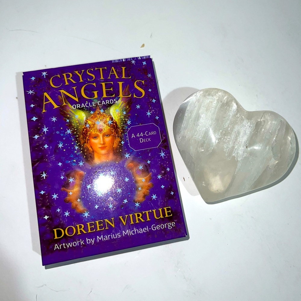 Crystal angels oracle deck and large selenite heart